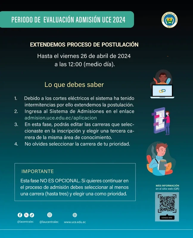 Imagen de Extensión del proceso de postulación UCE 2024