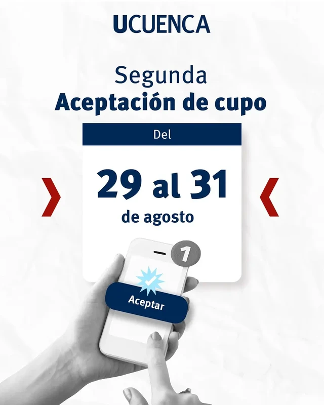 Imagen de A partir del 29 de agosto podrás saber si obtuviste un cupo en la segunda postulación UCuenca 2024