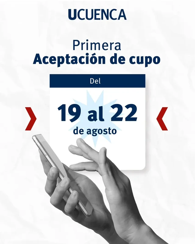 Imagen de Primera Aceptación de Cupo UCUENCA 2024: 19-22 Agosto