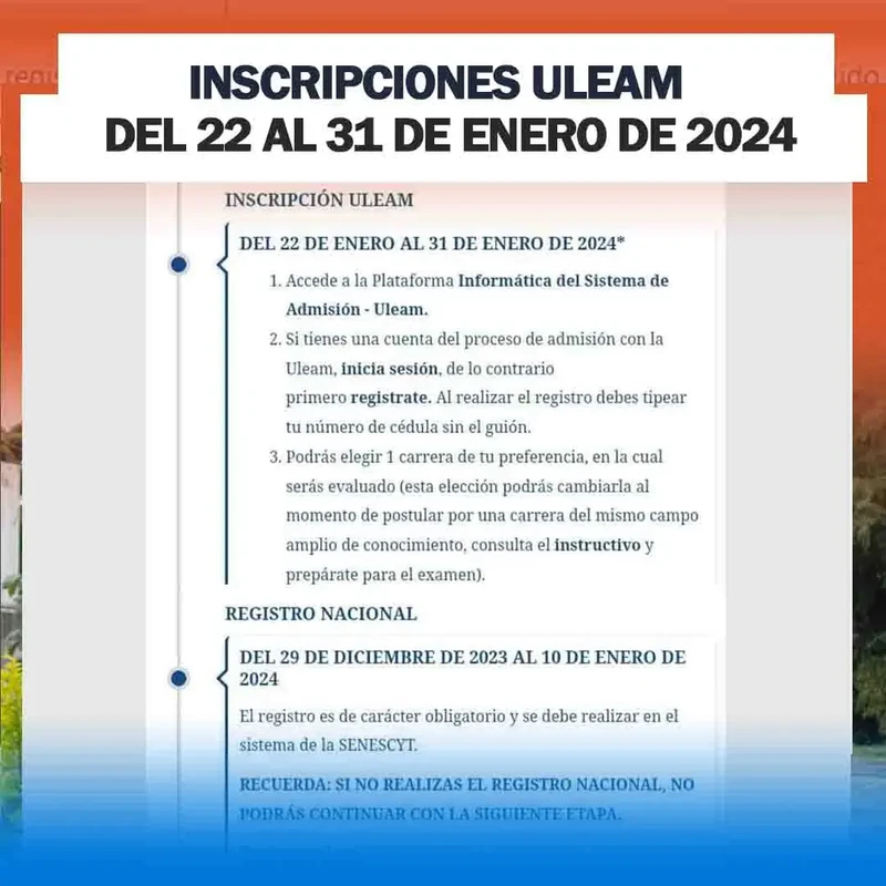 Imagen de Inscripción ULEAM 2024: ¡Participa del 22 al 31 de enero!