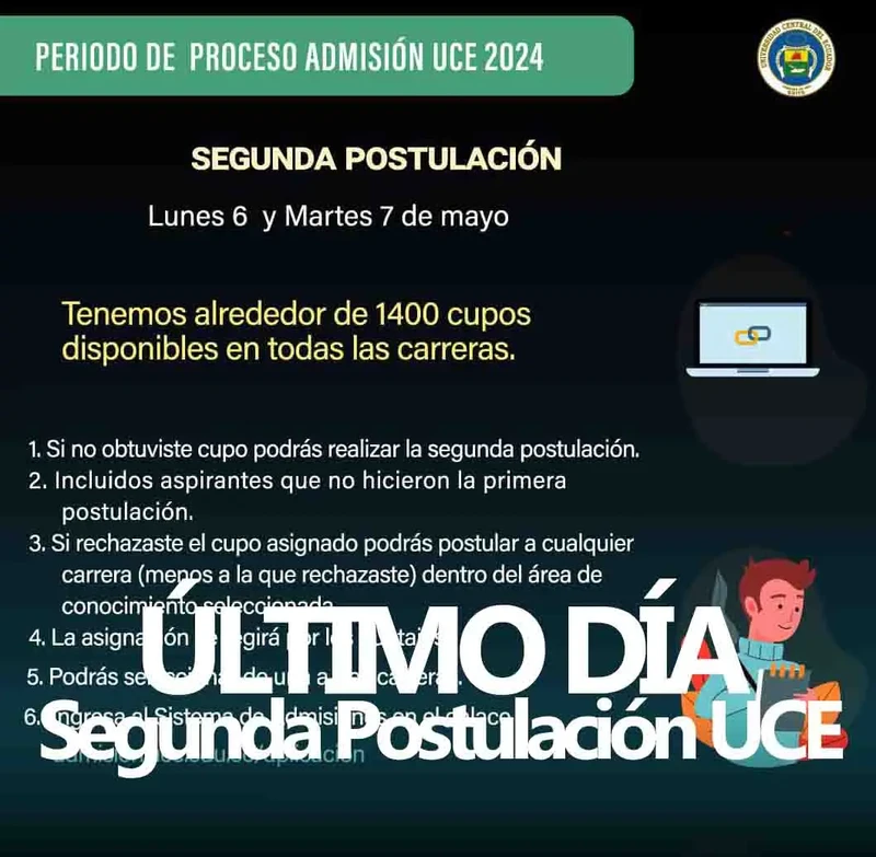 Imagen de ¡Último Día para la Segunda Postulación UCE 2024!
