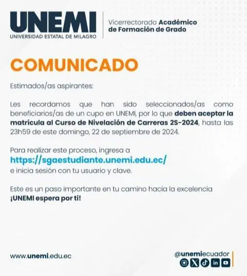 Imagen de Cupo en UNEMI 2024