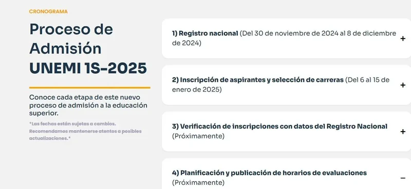Imagen de Inscripción de Aspirantes y Selección de Carreras UNEMI 1S-2025 (6 al 15 de enero de 2025)