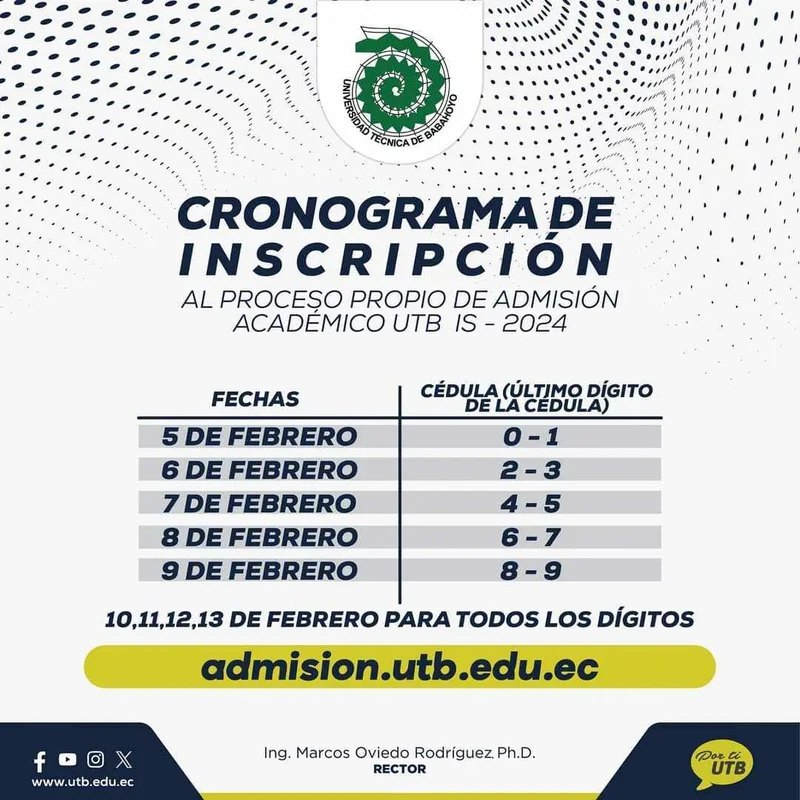 Imagen de Cronograma de Inscripción - Universidad Técnica de Babahoyo