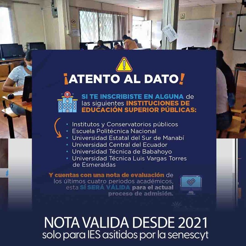 Imagen de Nota Válida desde 2021 Solo para IES Asistidos por la SENESCYT